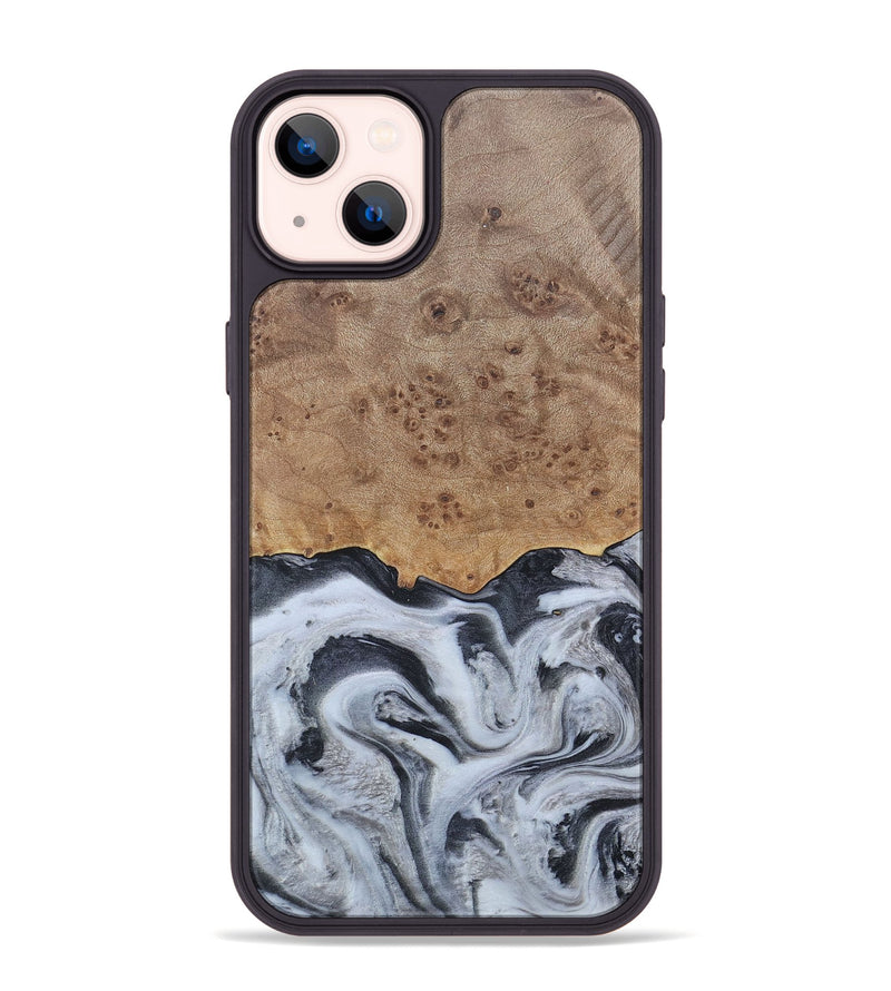 iPhone 14 Plus Wood+Resin Phone Case - Stuart (Black & White, 676348)