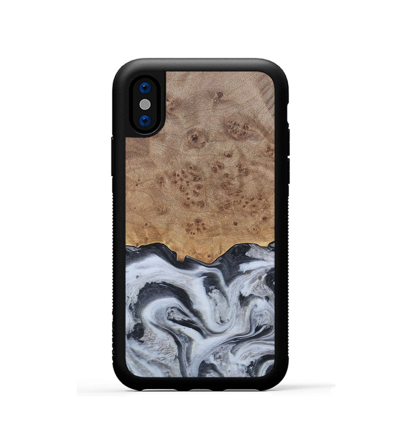 iPhone Xs Wood+Resin Phone Case - Stuart (Black & White, 676348)