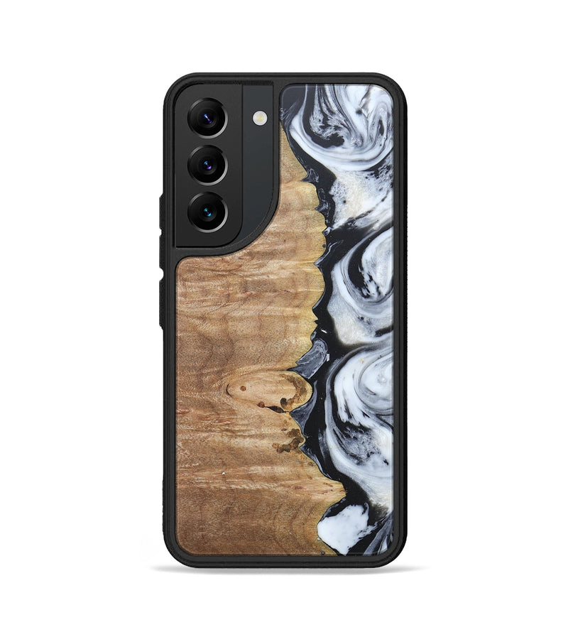 Galaxy S22 Wood+Resin Phone Case - Tyrese (Black & White, 676356)