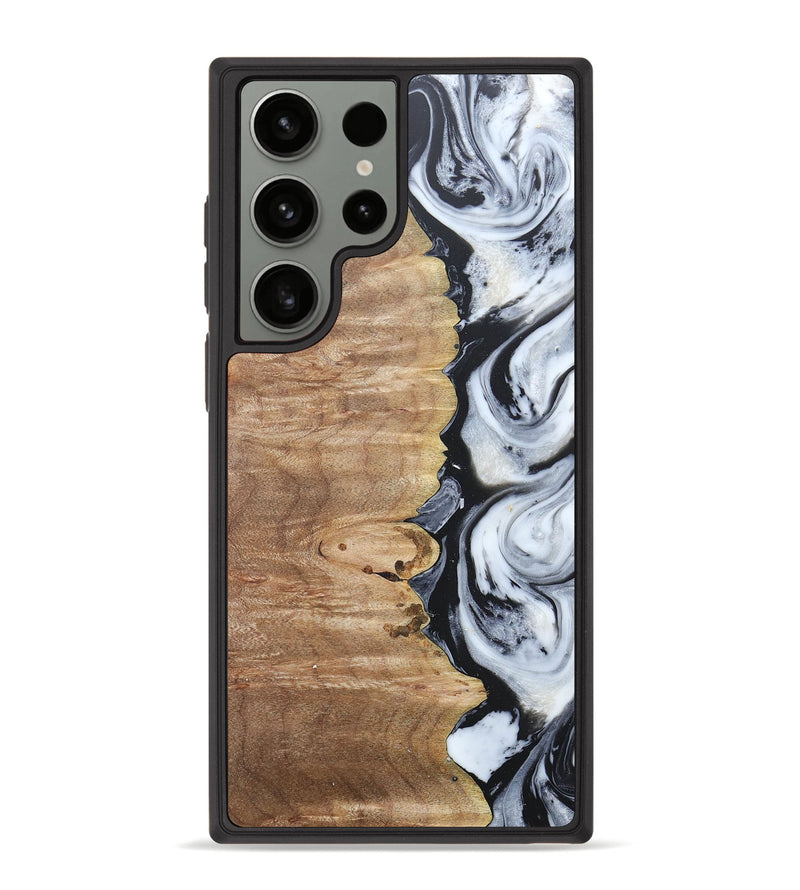 Galaxy S23 Ultra Wood+Resin Phone Case - Tyrese (Black & White, 676356)
