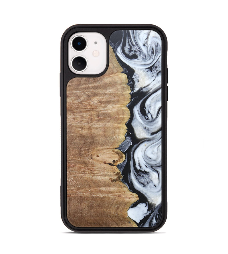 iPhone 11 Wood+Resin Phone Case - Tyrese (Black & White, 676356)