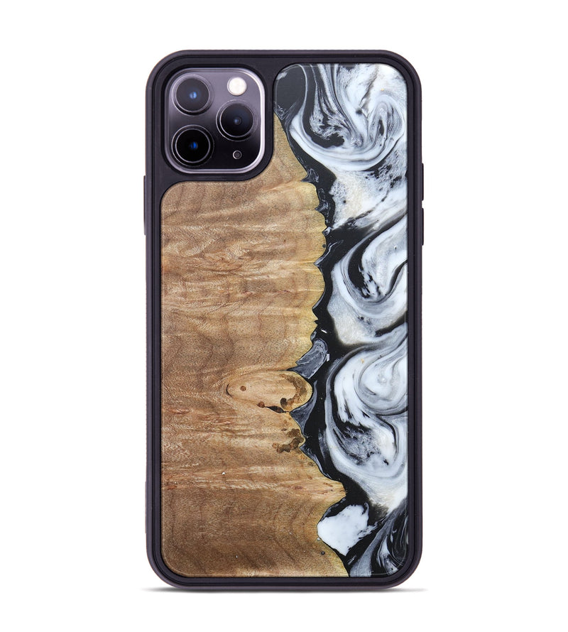 iPhone 11 Pro Max Wood+Resin Phone Case - Tyrese (Black & White, 676356)