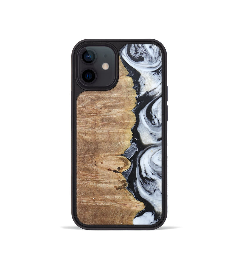 iPhone 12 mini Wood+Resin Phone Case - Tyrese (Black & White, 676356)