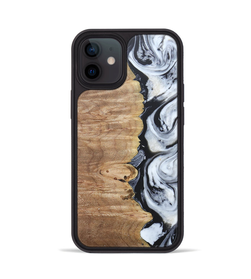 iPhone 12 Wood+Resin Phone Case - Tyrese (Black & White, 676356)
