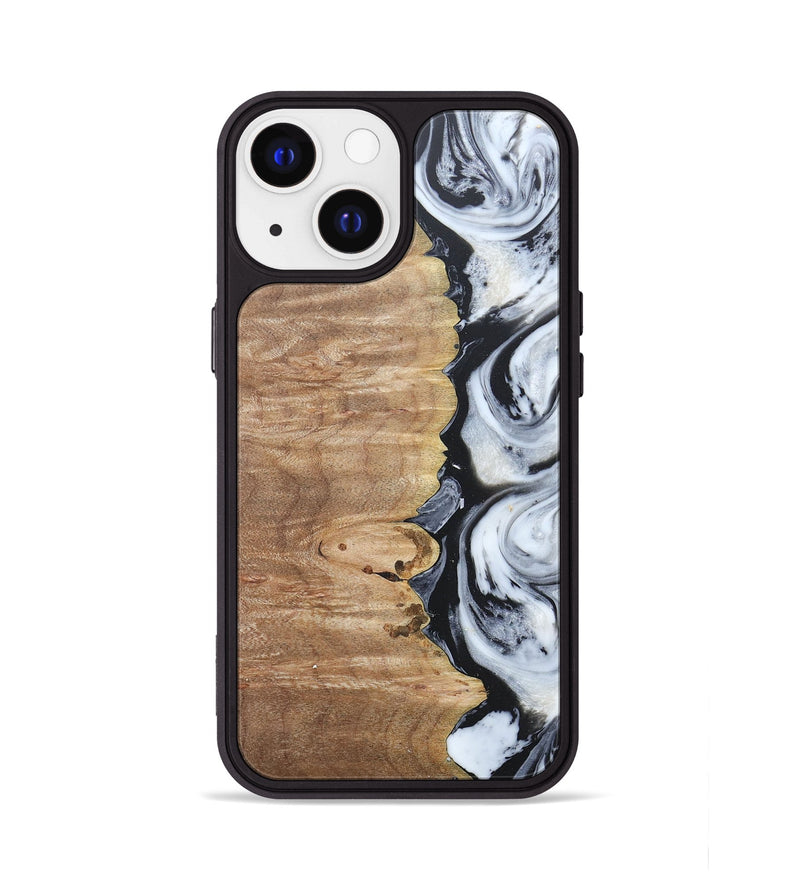 iPhone 13 Wood+Resin Phone Case - Tyrese (Black & White, 676356)
