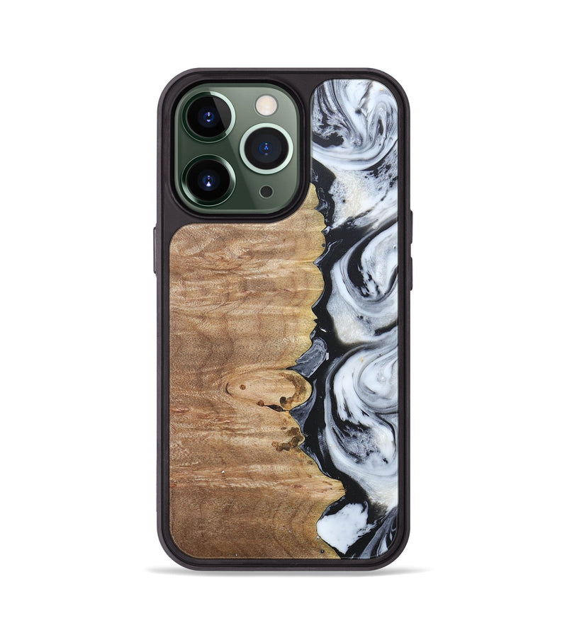 iPhone 13 Pro Wood+Resin Phone Case - Tyrese (Black & White, 676356)