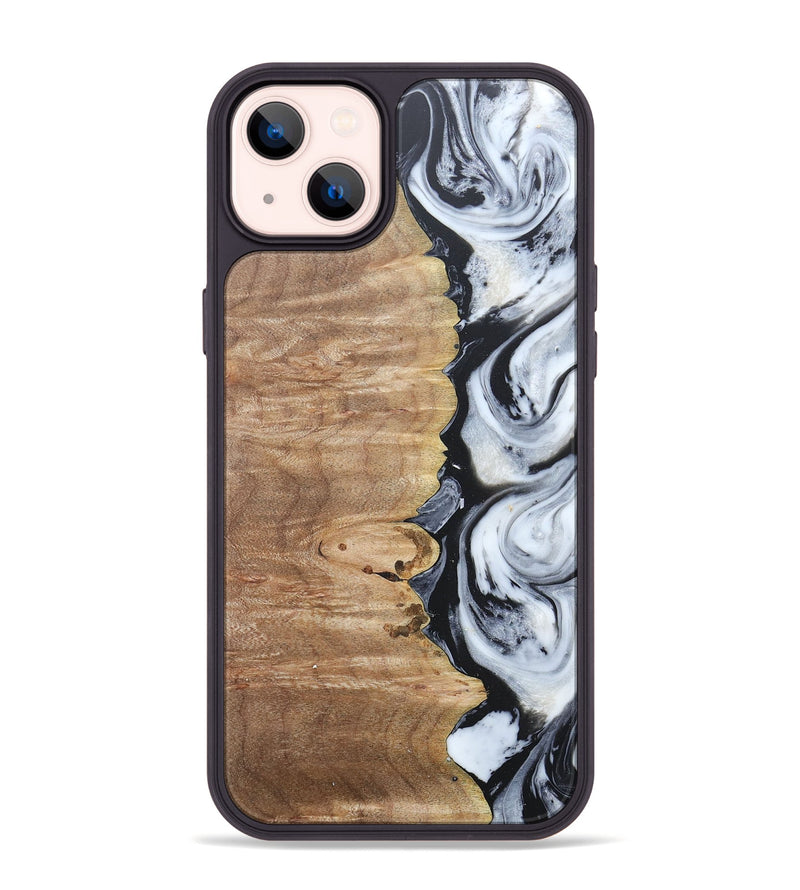 iPhone 14 Plus Wood+Resin Phone Case - Tyrese (Black & White, 676356)