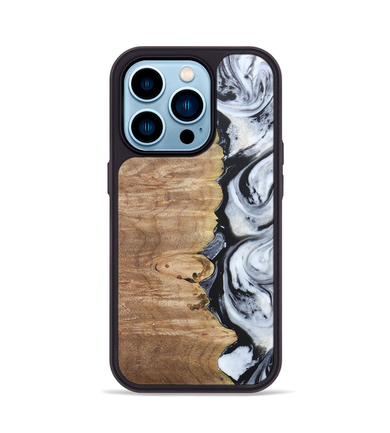 iPhone 14 Pro Wood+Resin Phone Case - Tyrese (Black & White, 676356)