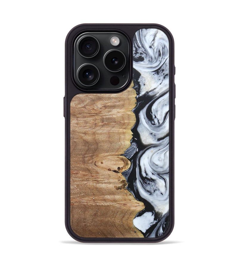 iPhone 15 Pro Wood+Resin Phone Case - Tyrese (Black & White, 676356)