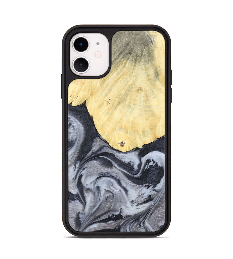 iPhone 11 Wood+Resin Phone Case - Kathi (Black & White, 676361)