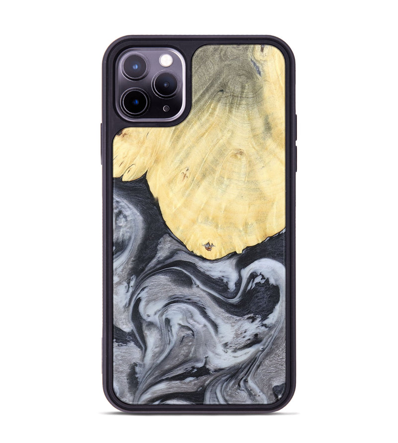 iPhone 11 Pro Max Wood+Resin Phone Case - Kathi (Black & White, 676361)