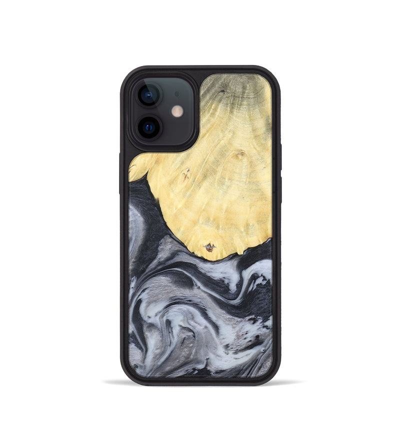 iPhone 12 mini Wood+Resin Phone Case - Kathi (Black & White, 676361)