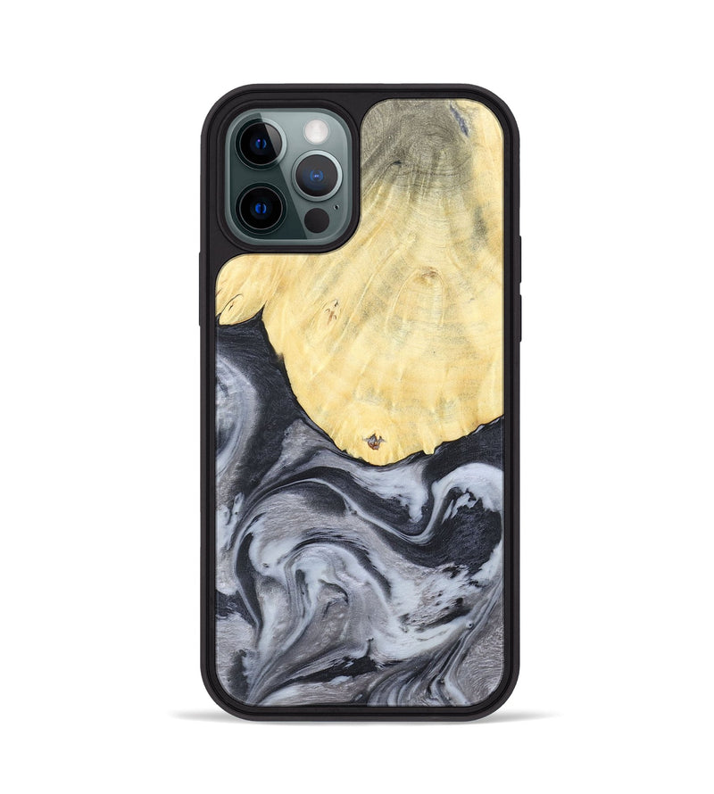 iPhone 12 Pro Wood+Resin Phone Case - Kathi (Black & White, 676361)