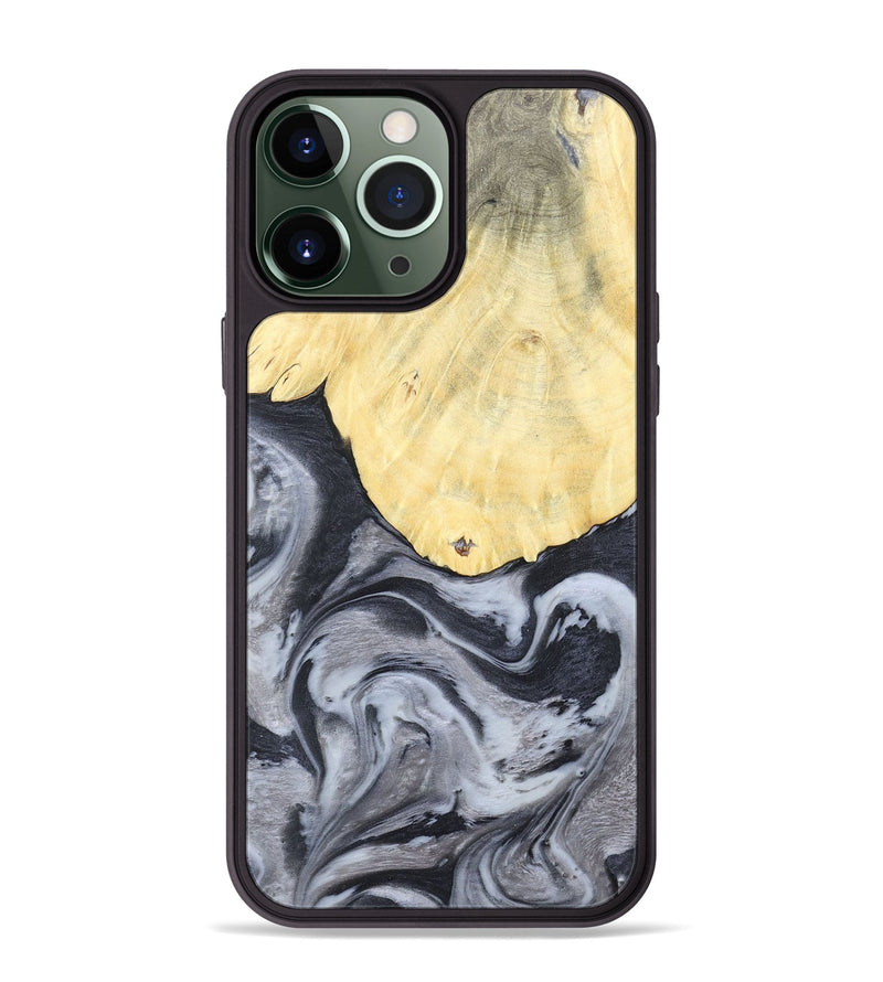 iPhone 13 Pro Max Wood+Resin Phone Case - Kathi (Black & White, 676361)