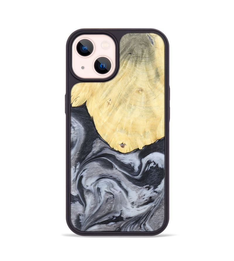 iPhone 14 Wood+Resin Phone Case - Kathi (Black & White, 676361)