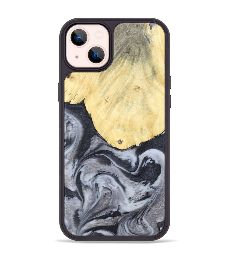 iPhone 14 Plus Wood+Resin Phone Case - Kathi (Black & White, 676361)