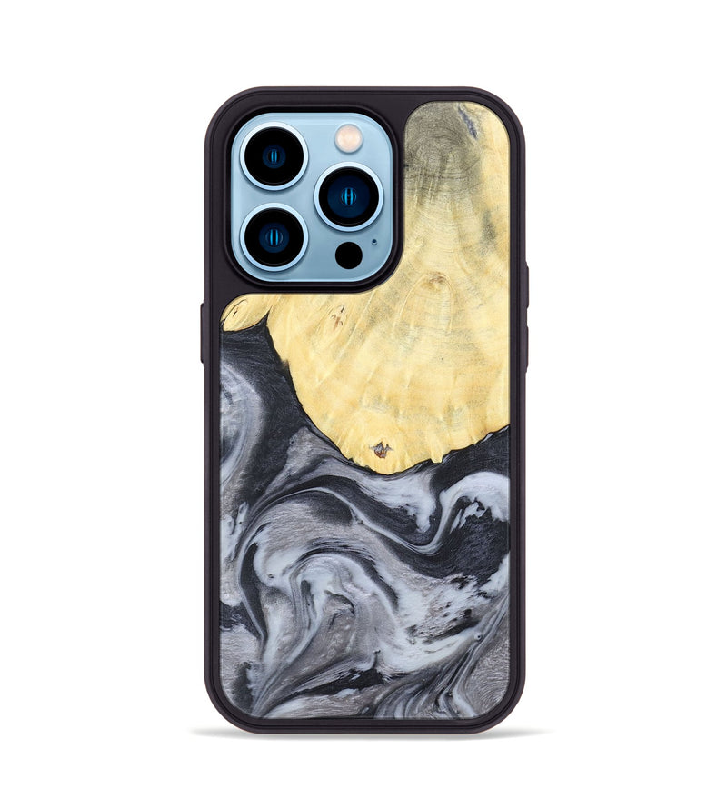 iPhone 14 Pro Wood+Resin Phone Case - Kathi (Black & White, 676361)