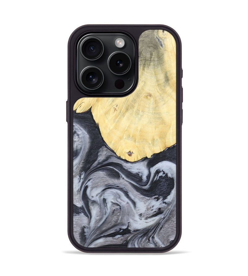 iPhone 15 Pro Wood+Resin Phone Case - Kathi (Black & White, 676361)
