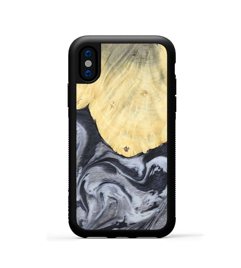 iPhone Xs Wood+Resin Phone Case - Kathi (Black & White, 676361)