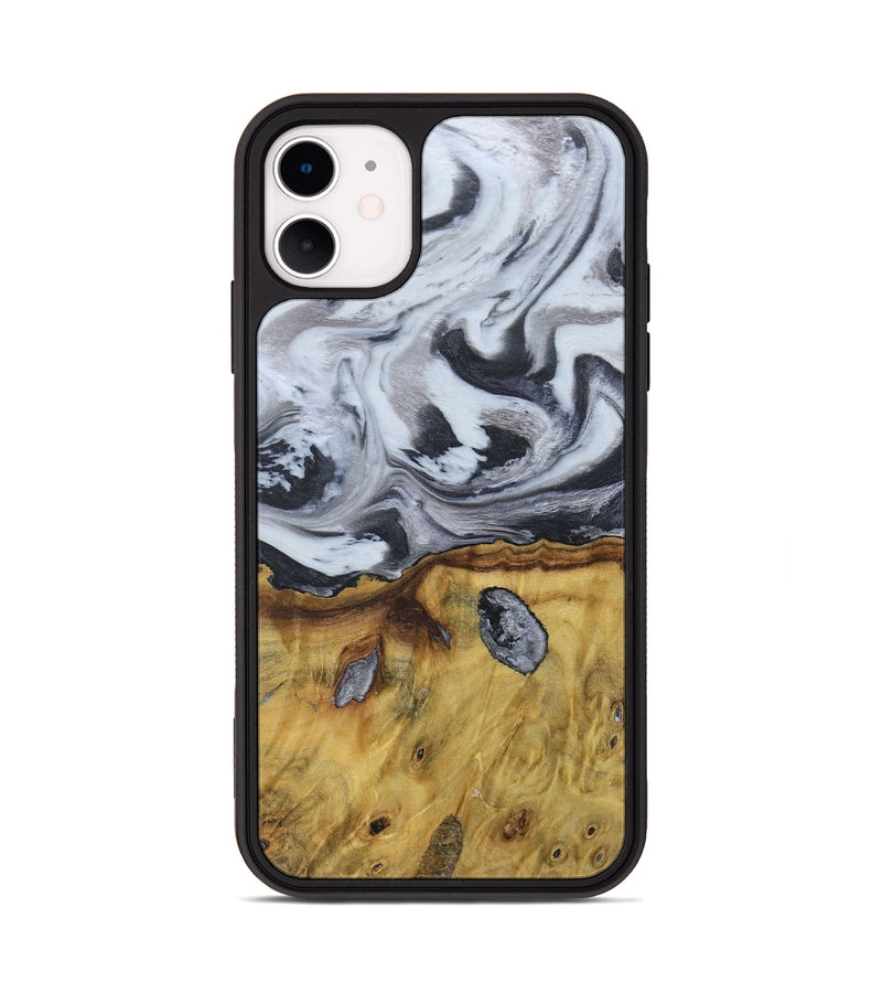 iPhone 11 Wood+Resin Phone Case - Ruben (Black & White, 676365)