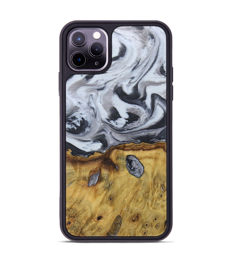 iPhone 11 Pro Max Wood+Resin Phone Case - Ruben (Black & White, 676365)