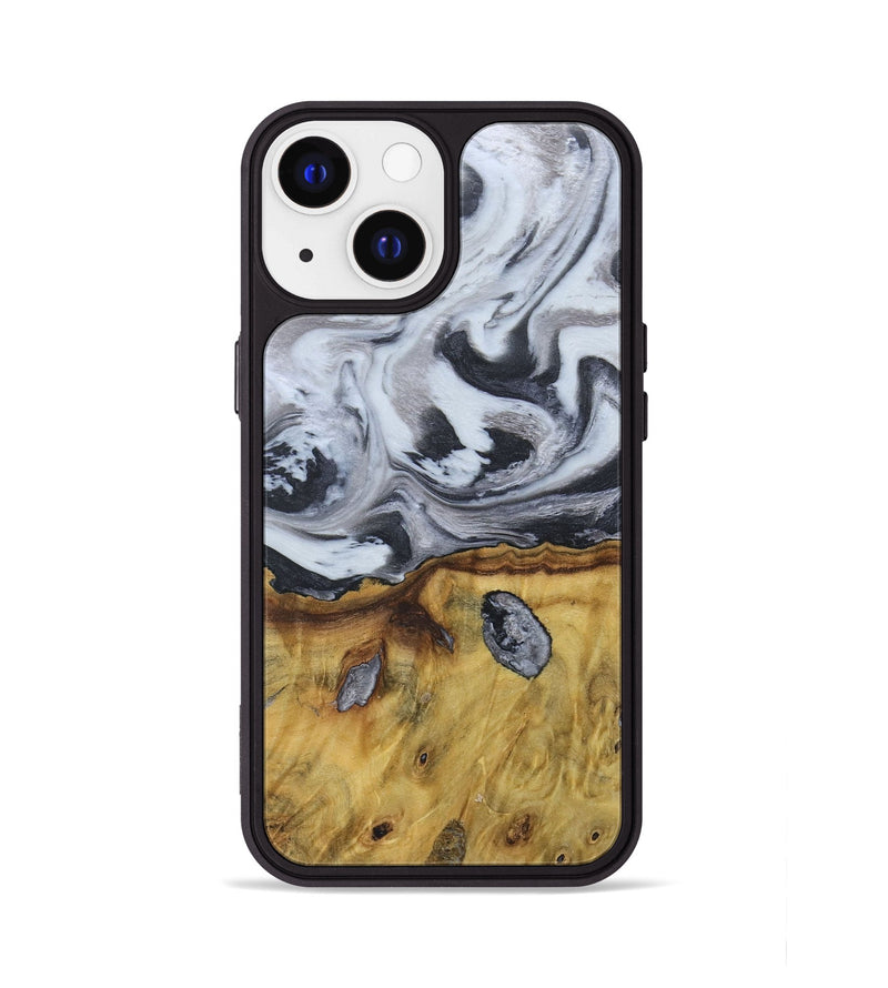iPhone 13 Wood+Resin Phone Case - Ruben (Black & White, 676365)