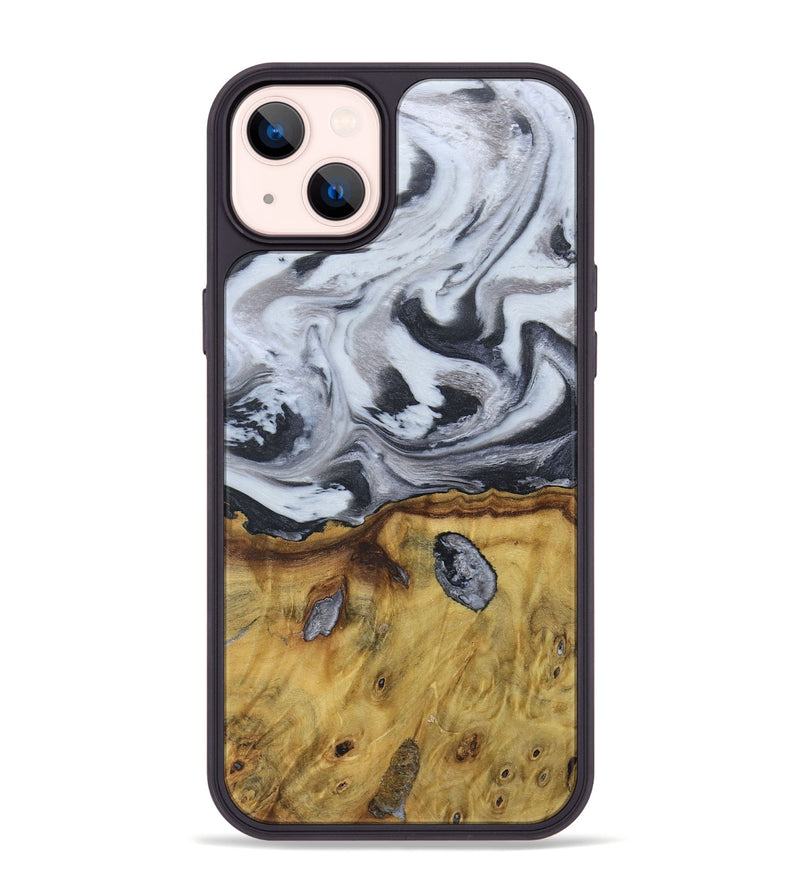 iPhone 14 Plus Wood+Resin Phone Case - Ruben (Black & White, 676365)
