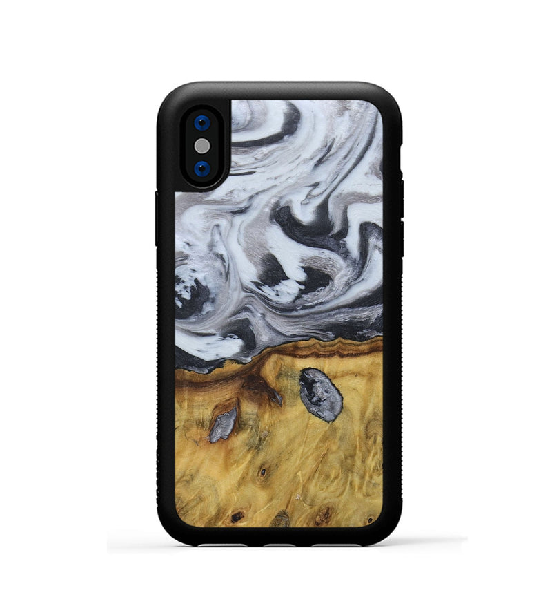 iPhone Xs Wood+Resin Phone Case - Ruben (Black & White, 676365)