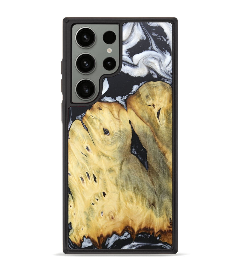 Galaxy S23 Ultra Wood+Resin Phone Case - Celeste (Black & White, 676375)