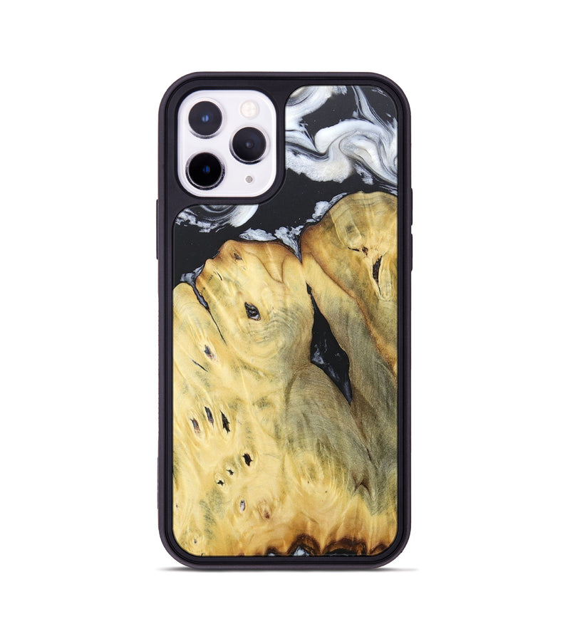 iPhone 11 Pro Wood+Resin Phone Case - Celeste (Black & White, 676375)