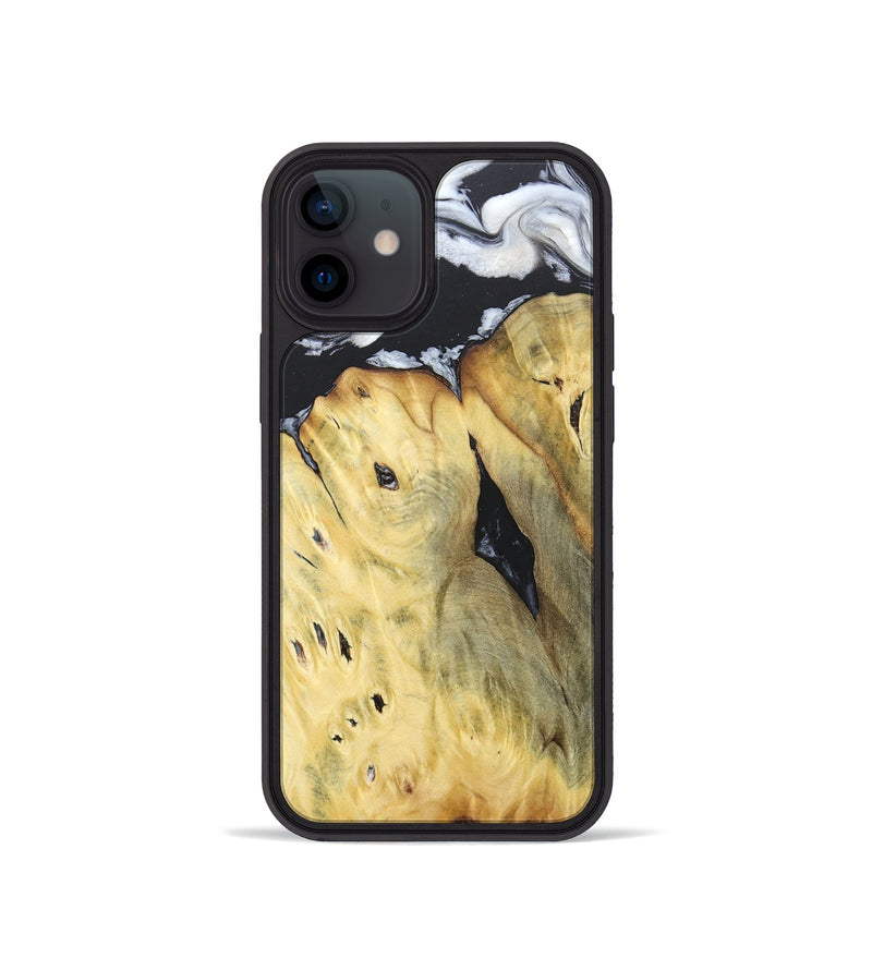 iPhone 12 mini Wood+Resin Phone Case - Celeste (Black & White, 676375)