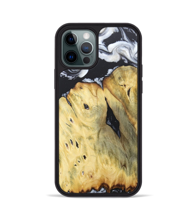 iPhone 12 Pro Wood+Resin Phone Case - Celeste (Black & White, 676375)