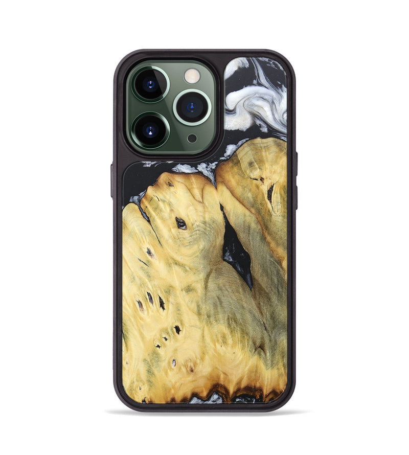 iPhone 13 Pro Wood+Resin Phone Case - Celeste (Black & White, 676375)