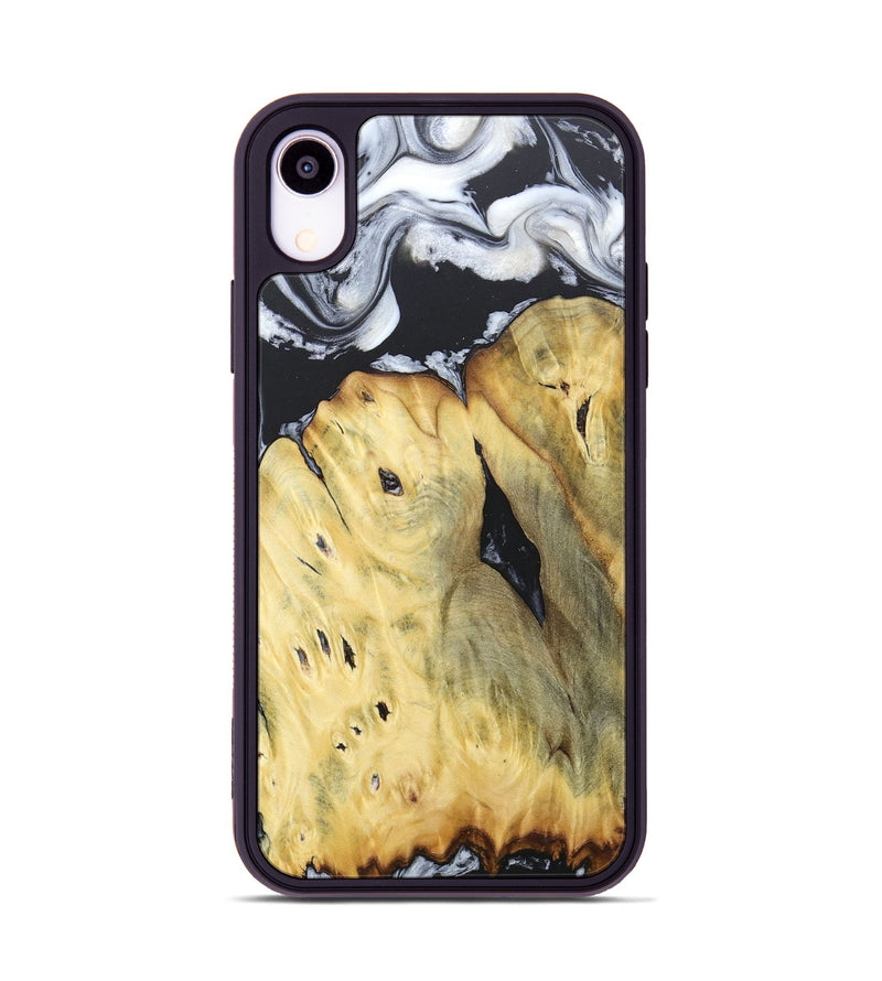 iPhone Xr Wood+Resin Phone Case - Celeste (Black & White, 676375)