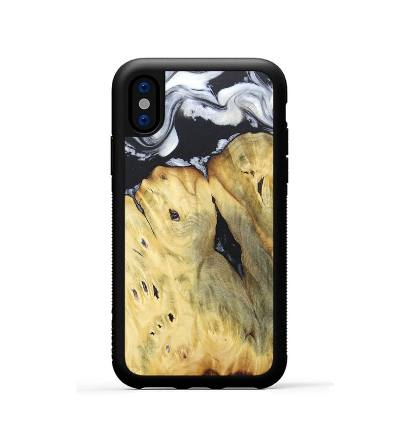 iPhone Xs Wood+Resin Phone Case - Celeste (Black & White, 676375)