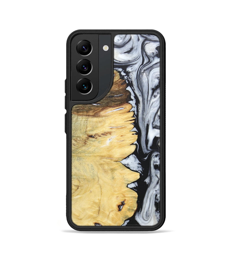 Galaxy S22 Wood+Resin Phone Case - Alaina (Black & White, 676381)
