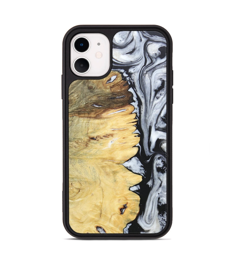 iPhone 11 Wood+Resin Phone Case - Alaina (Black & White, 676381)