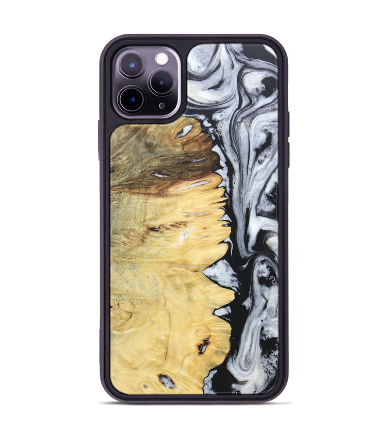 iPhone 11 Pro Max Wood+Resin Phone Case - Alaina (Black & White, 676381)