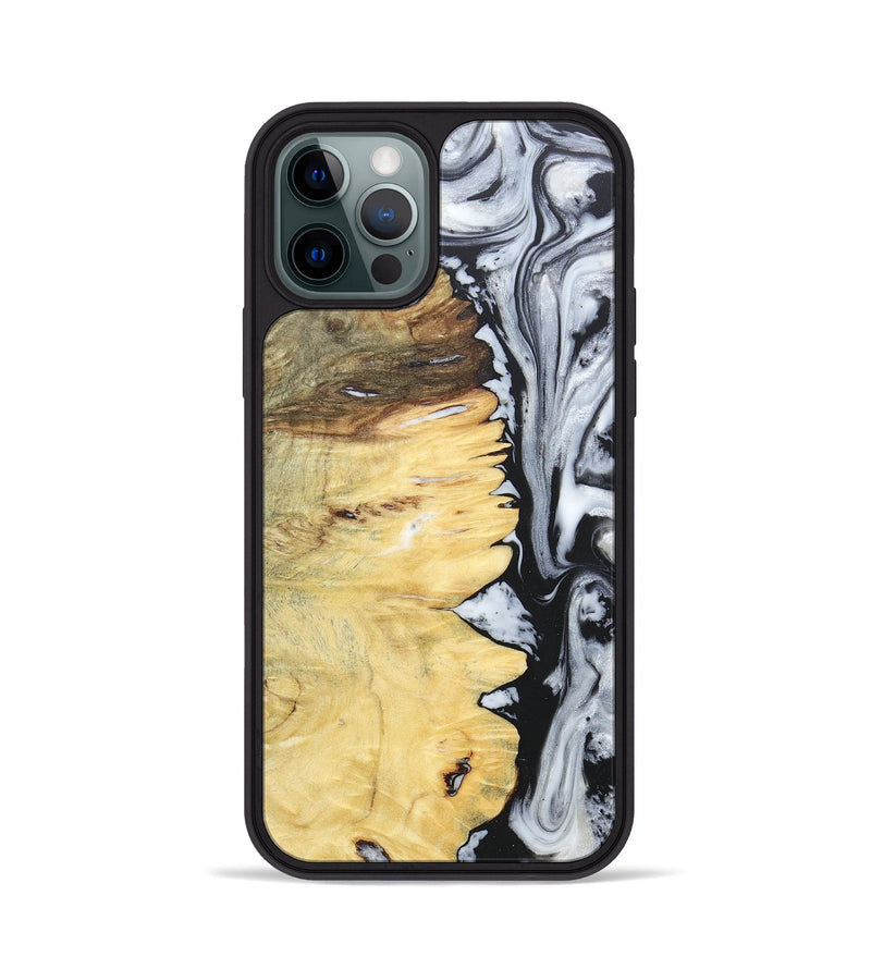 iPhone 12 Pro Wood+Resin Phone Case - Alaina (Black & White, 676381)