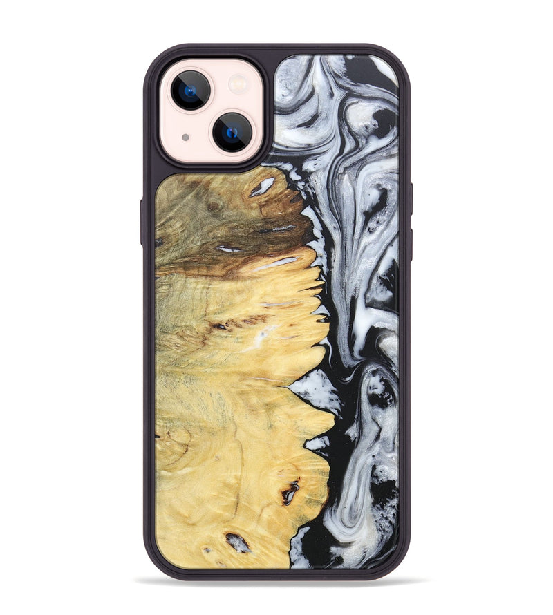 iPhone 14 Plus Wood+Resin Phone Case - Alaina (Black & White, 676381)