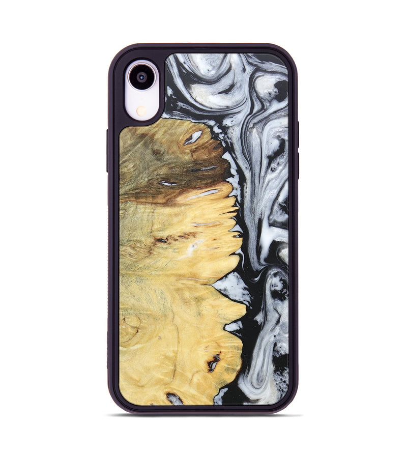 iPhone Xr Wood+Resin Phone Case - Alaina (Black & White, 676381)