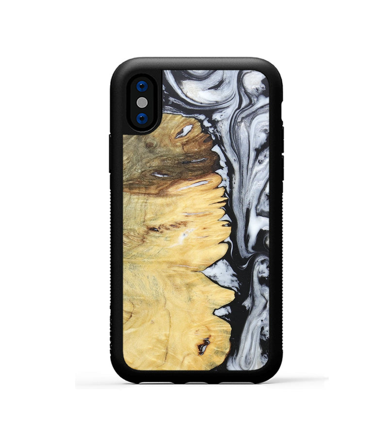 iPhone Xs Wood+Resin Phone Case - Alaina (Black & White, 676381)