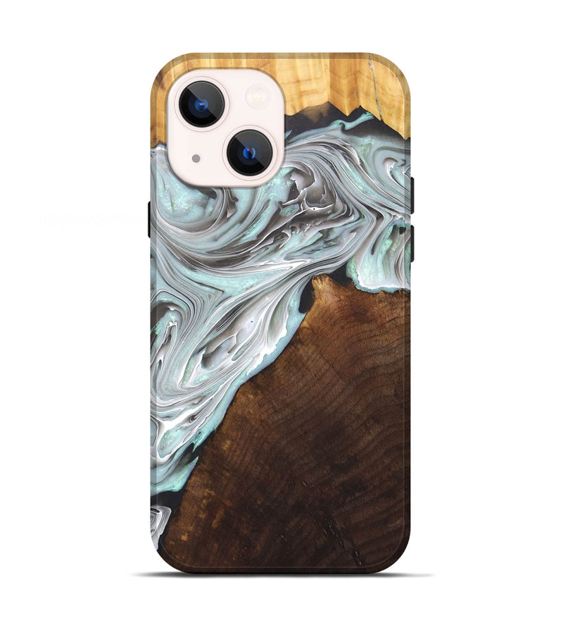 iPhone 13 Wood+Resin Live Edge Phone Case - Alma (Blue, 676400)
