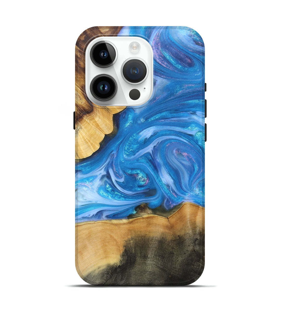 iPhone 15 Pro Wood+Resin Live Edge Phone Case - Sullivan (Blue, 676420)