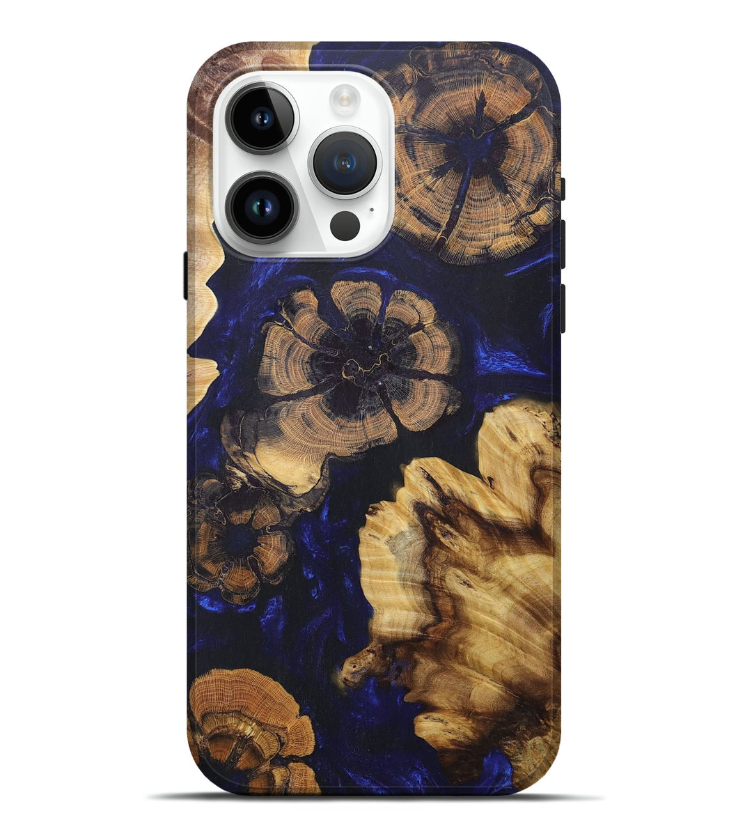 iPhone 15 Pro Max Wood+Resin Live Edge Phone Case - Emilia (Blue, 676425)