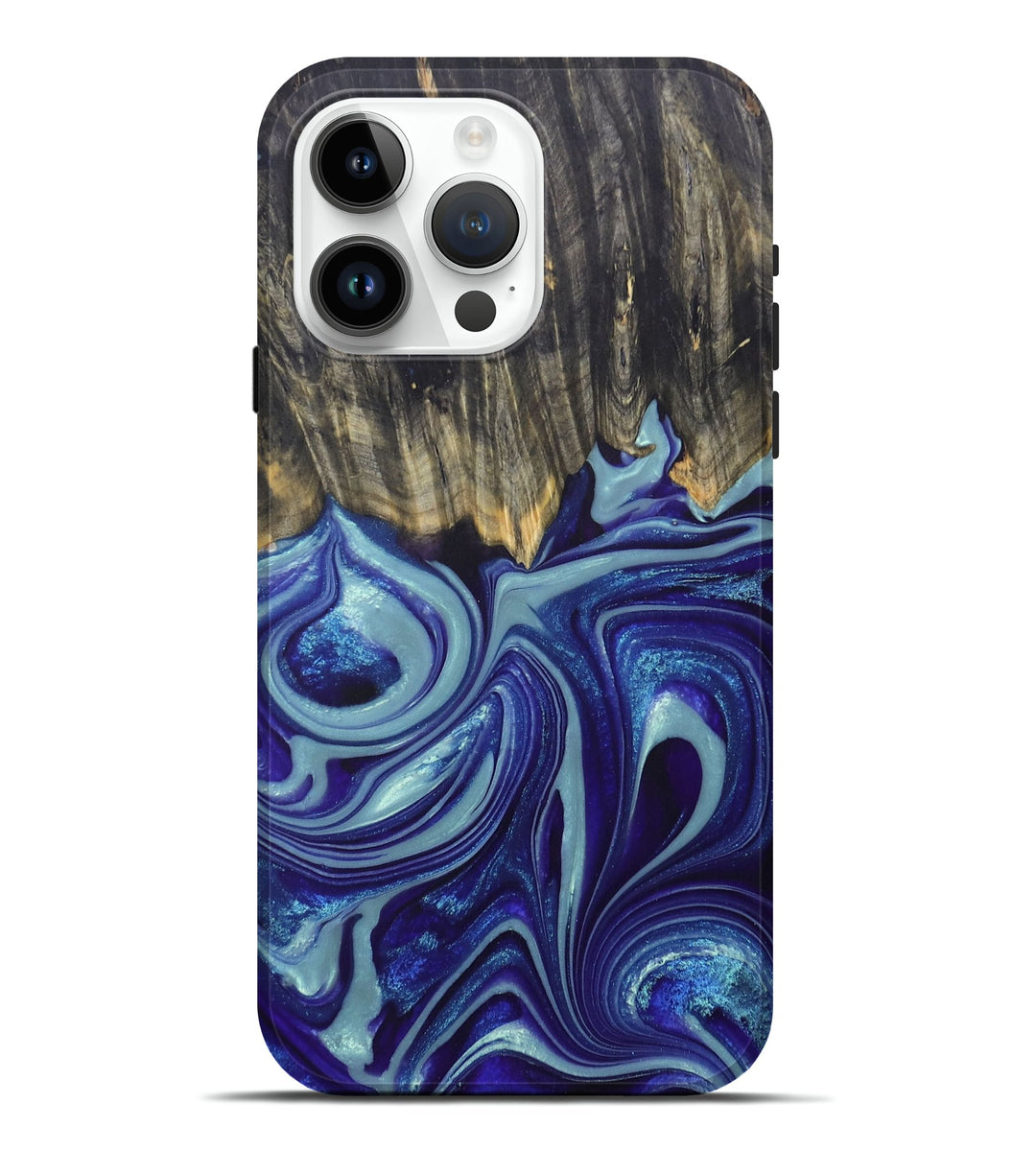 iPhone 15 Pro Max Wood+Resin Live Edge Phone Case - Shaniqua (Blue, 676431)