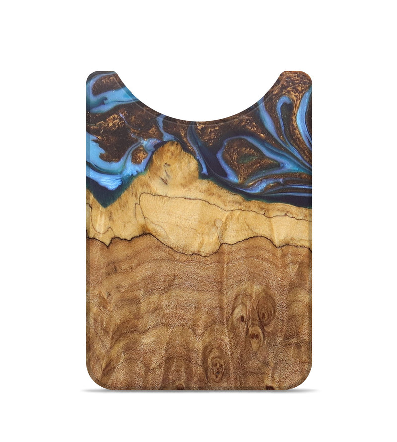 Live Edge Wood+Resin Wallet - Ophelia (Teal & Gold, 676470)