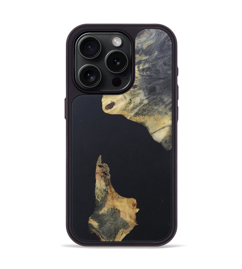 iPhone 15 Pro Wood+Resin Phone Case - Ruben (Pure Black, 676486)