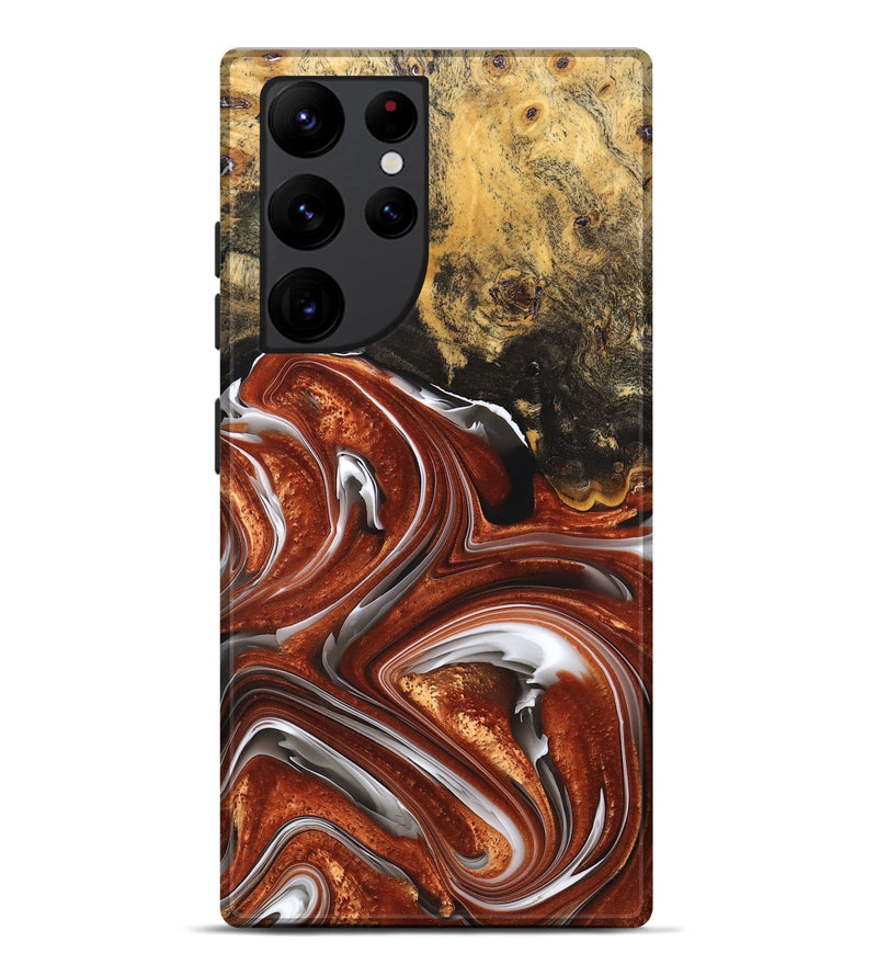 Galaxy S22 Ultra Wood+Resin Live Edge Phone Case - Jayden (Black & White, 676835)