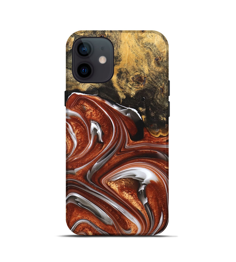 iPhone 12 mini Wood+Resin Live Edge Phone Case - Jayden (Black & White, 676835)